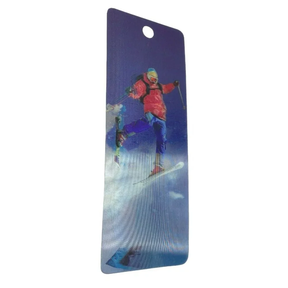 3-D Lenticular Bookmark Skier Skiing Sports Winter Extreme Snow Plastic 3D‎